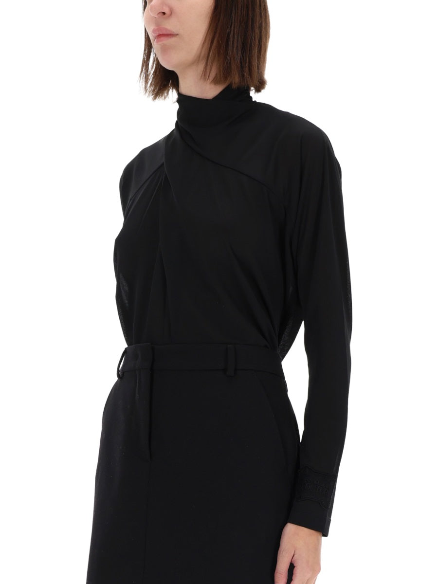 Versace Jeans Couture Draped Collar Shirt — Black, view 2