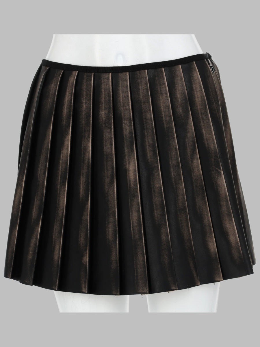Diesel Pleated with Distressed Effect Skirt — Brown by Diesel