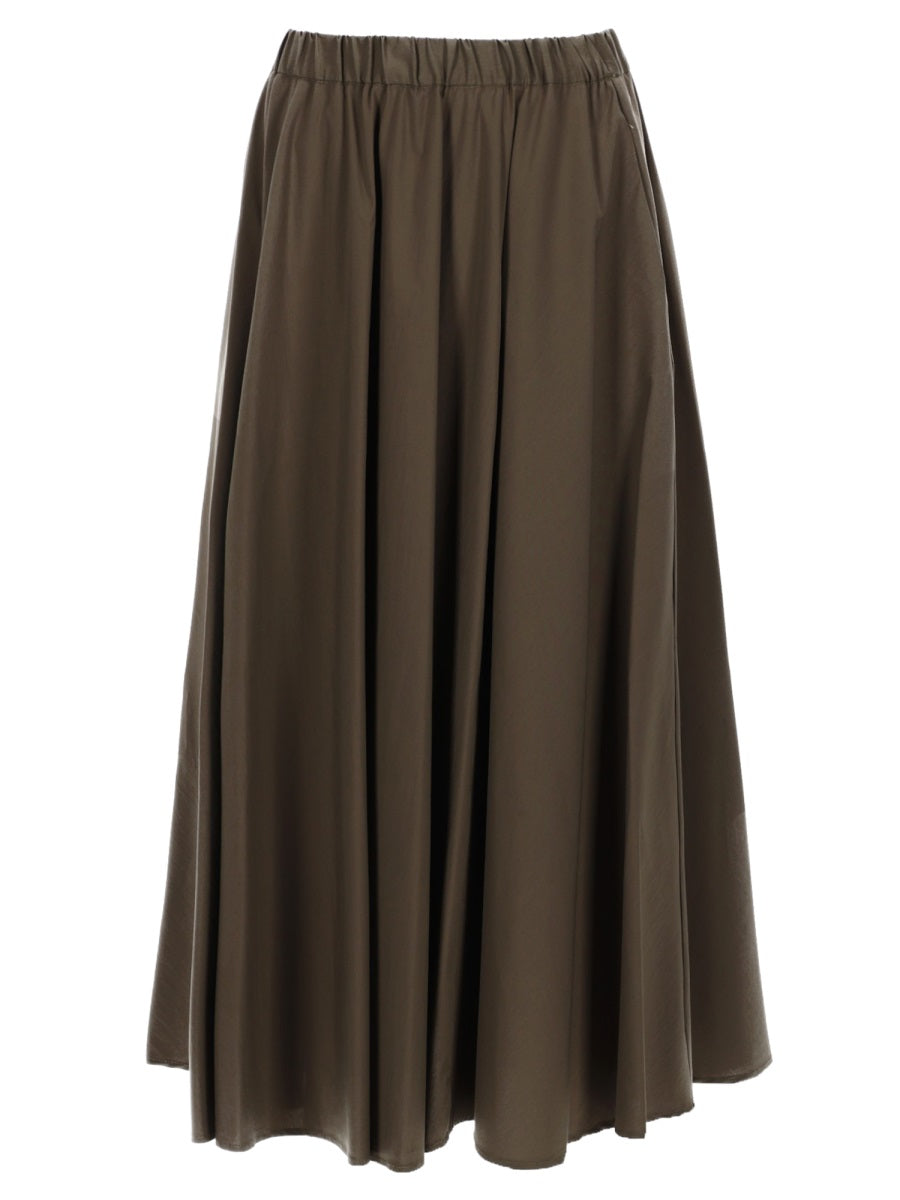 Aspesi Poplin Midi A-Line Skirt — Green by Aspesi