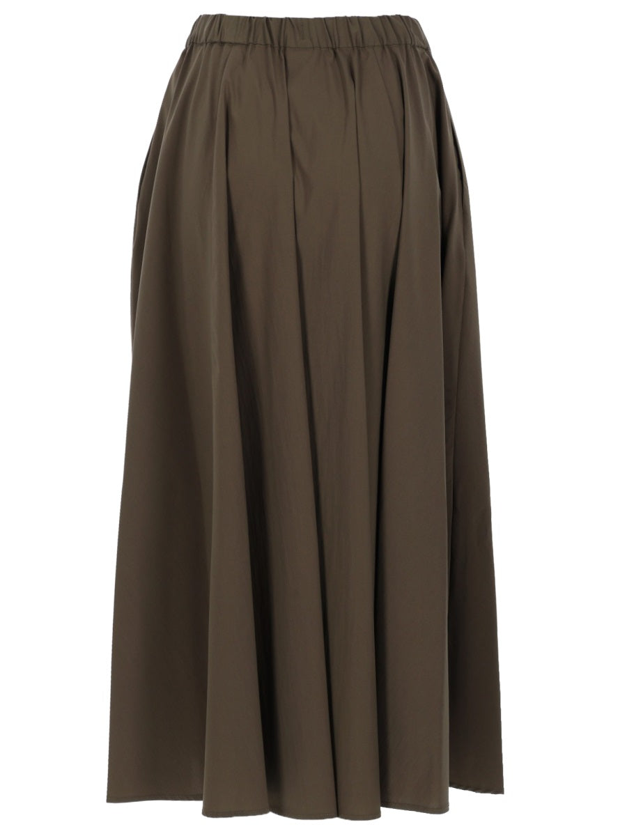 Aspesi Poplin Midi A-Line Skirt — Green, view 2