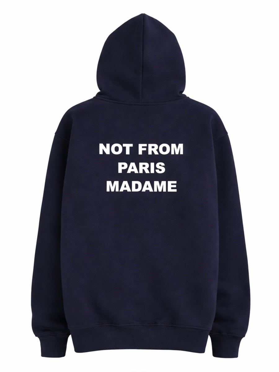DrôLe De Monsieur Slogan Cotton Sweatshirt — Blue, view 6