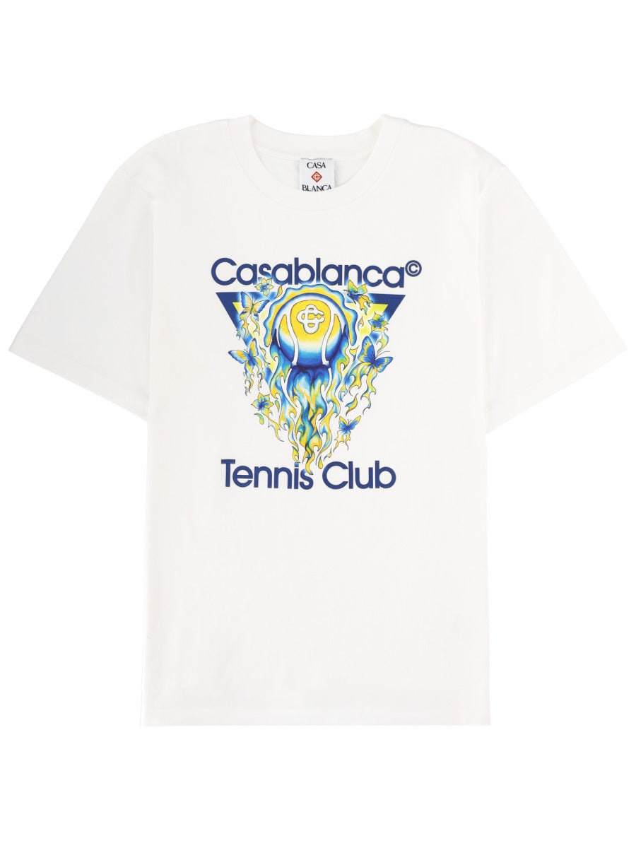 Casablanca Logo-Print Organic Cotton T-Shirt — White by Casablanca