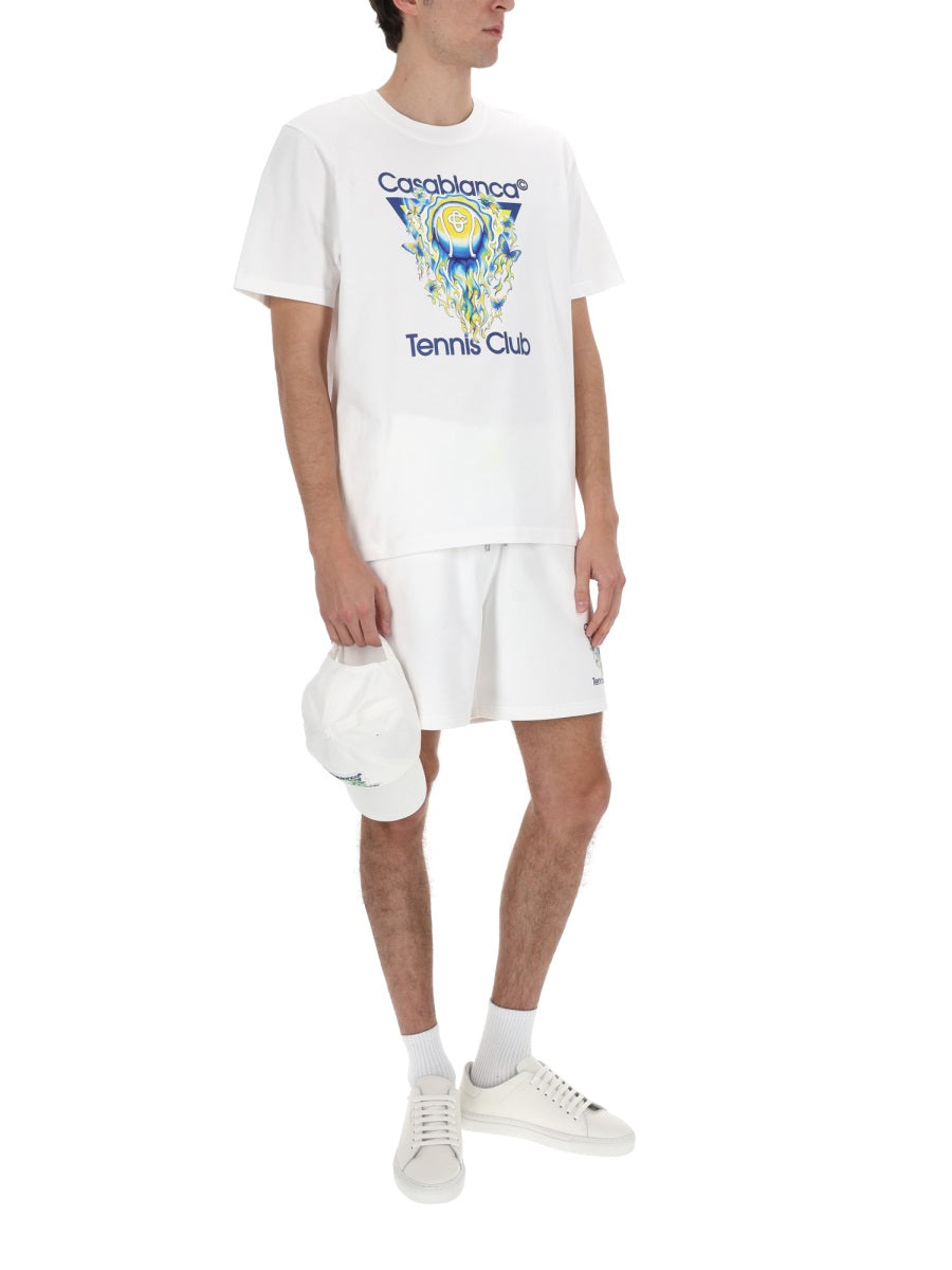 Casablanca Logo-Print Organic Cotton T-Shirt — White, view 5