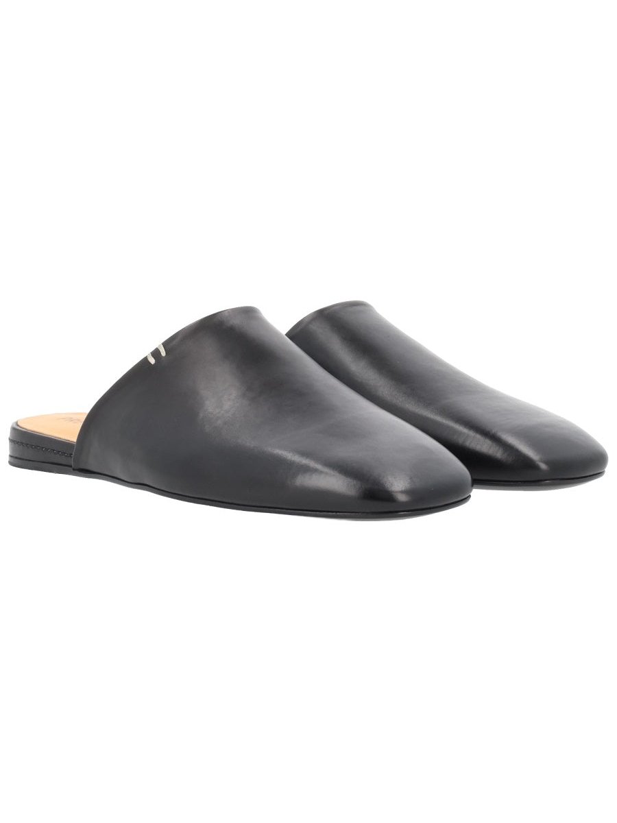 Premiata Calf Leather Sabot Flat — Black, view 2