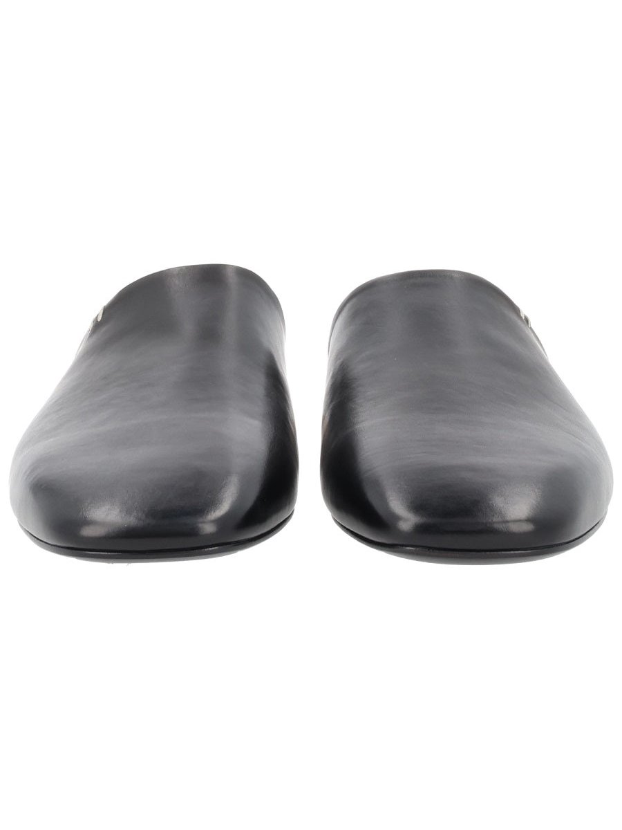 Premiata Calf Leather Sabot Flat — Black, view 3