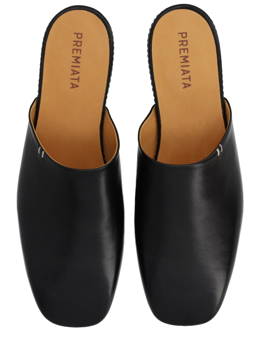 Premiata Calf Leather Sabot Flat — Black, view 5