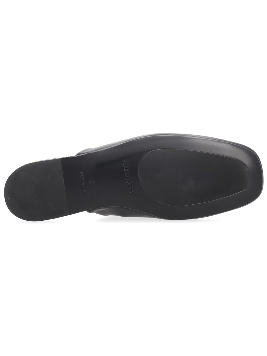Premiata Calf Leather Sabot Flat — Black, view 6