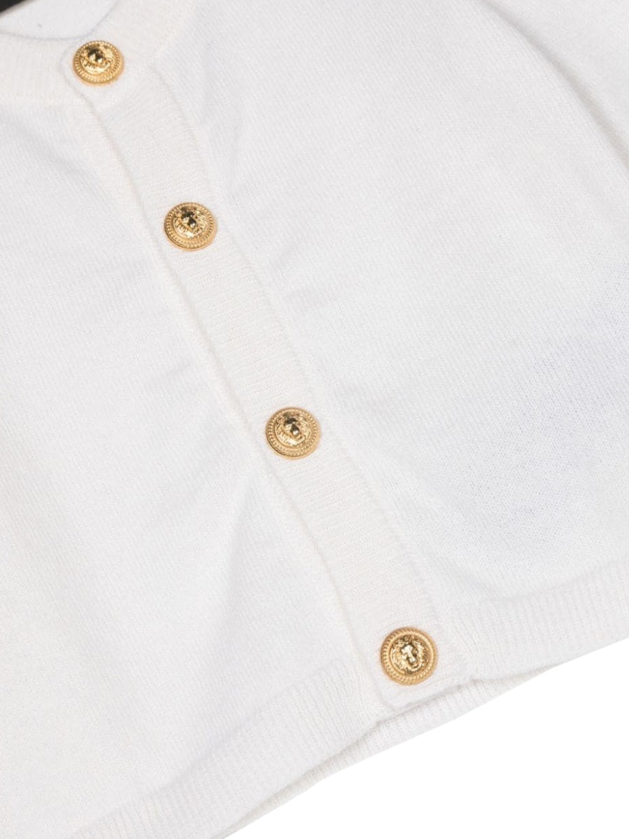 Balmain Merino Wool Blend Cardigan — White, view 3