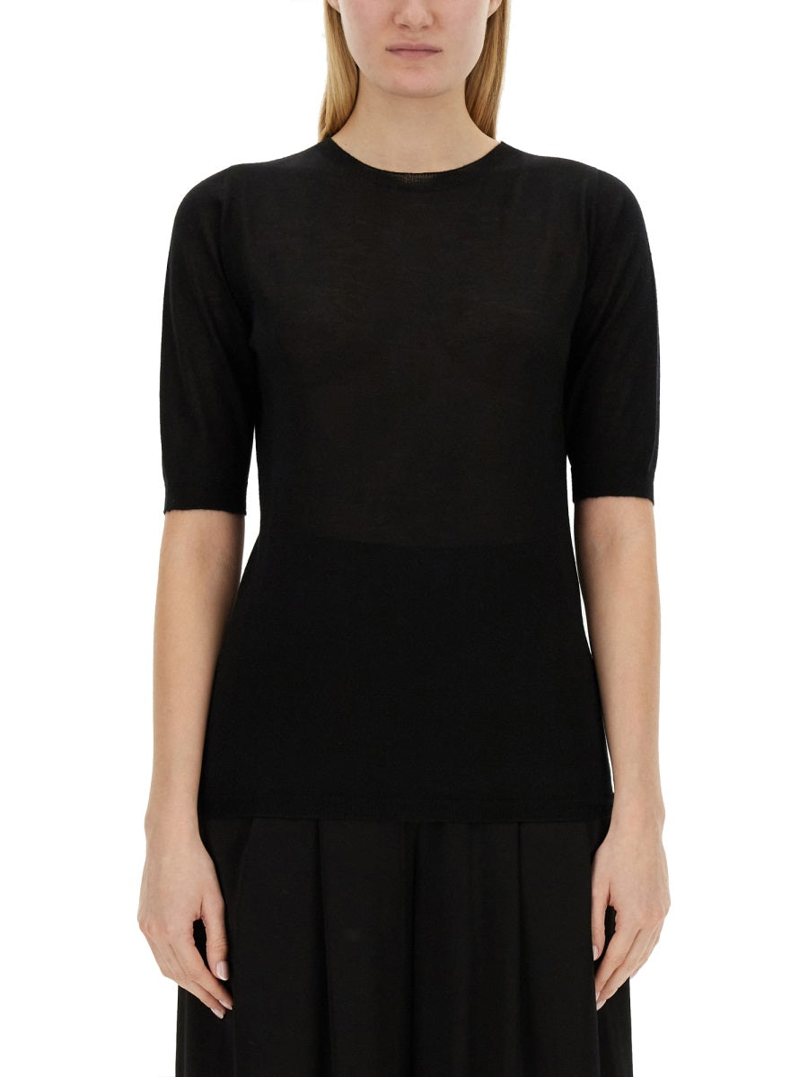 Fabiana Filippi Cashmere and Silk Blend Sweater — Black, view 3