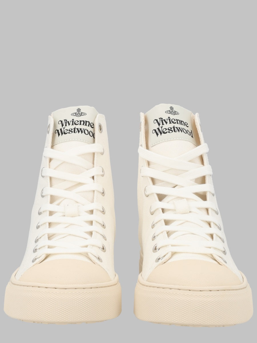 Vivienne Westwood High-Top Cotton Plimsoll Sneaker — White, view 2
