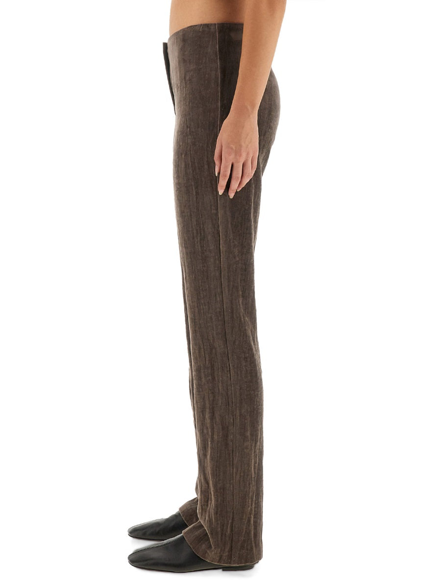 Alysi Velvet Crinkle Trousers — Brown, view 4