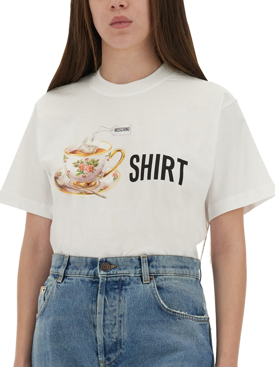 Moschino Printed Cotton T-Shirt — White, view 2