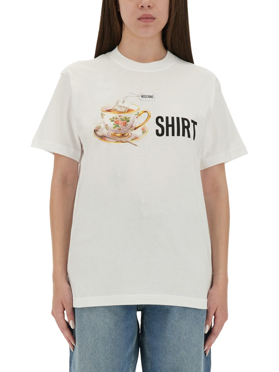 Moschino Printed Cotton T-Shirt — White, view 3