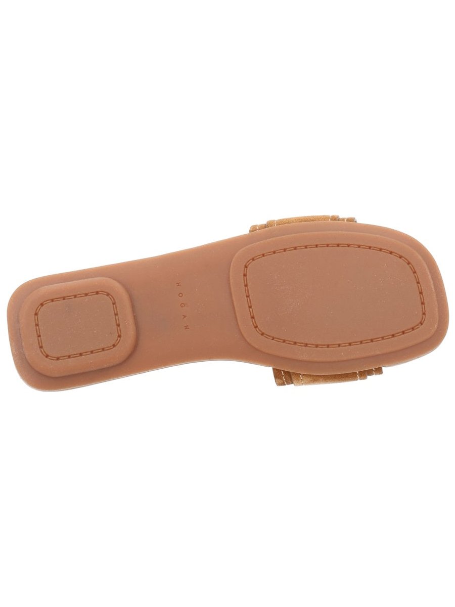 Hogan Calf Leather Sandals — Brown, view 4