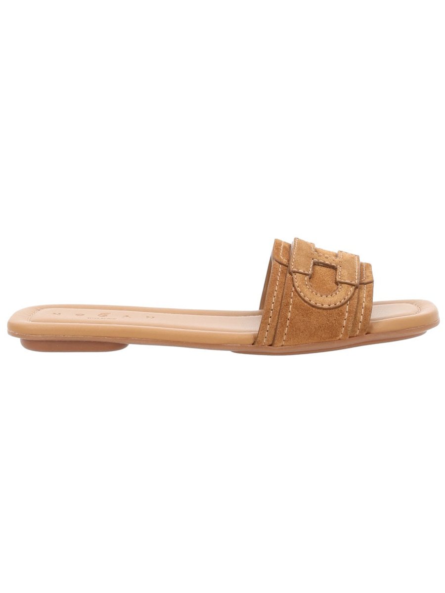 Hogan Calf Leather Sandals — Brown, view 5