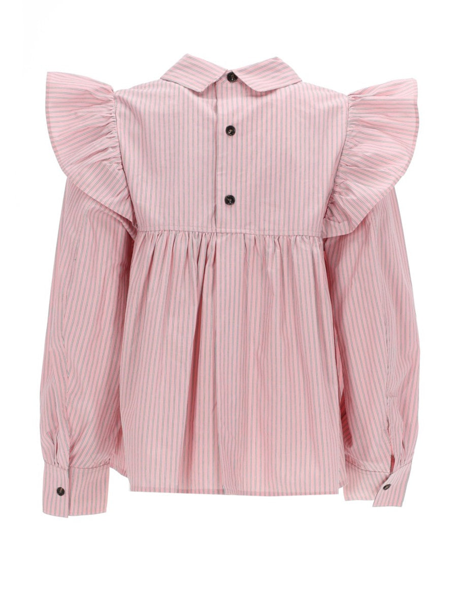 Ganni Puffy Strap Organic Cotton Shirt — Pink, view 2