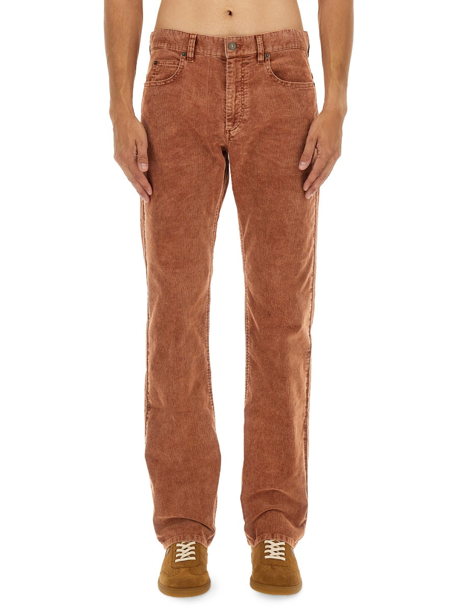 Isabel Marant Cotton-Blend Trousers — Brown, view 2