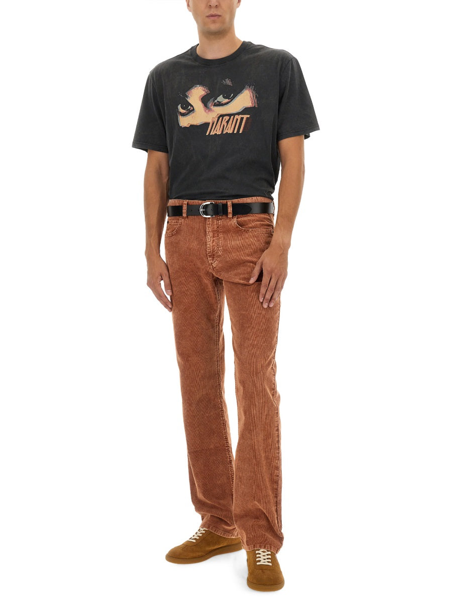 Isabel Marant Cotton-Blend Trousers — Brown, view 3