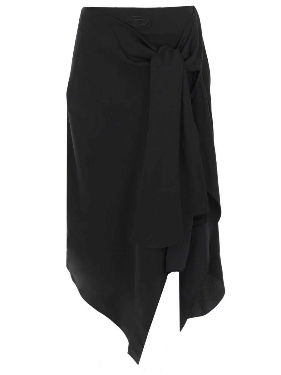 Diesel Cupro Blend Midi Skirt — Black by Diesel