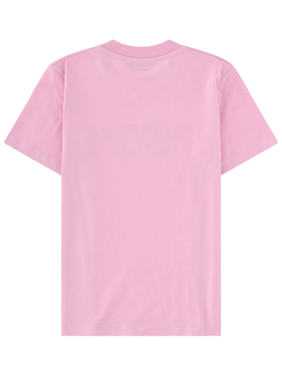 MSGM Logo-Embroidered Cotton T-Shirt — Pink, view 2