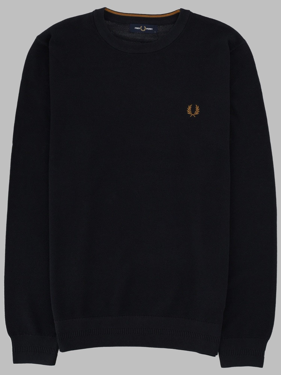 Fred Perry Piqué Cotton Jumper — Blue by Fred Perry