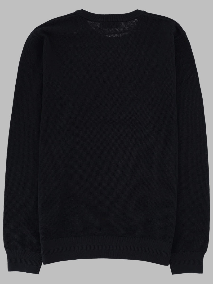 Fred Perry Piqué Cotton Jumper — Blue, view 2
