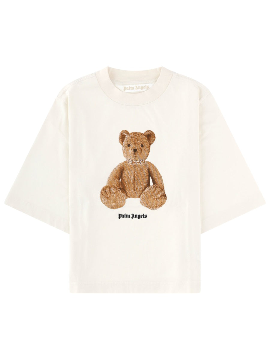 Palm Angels Bear-Motif Cotton T-Shirt — White by Palm Angels
