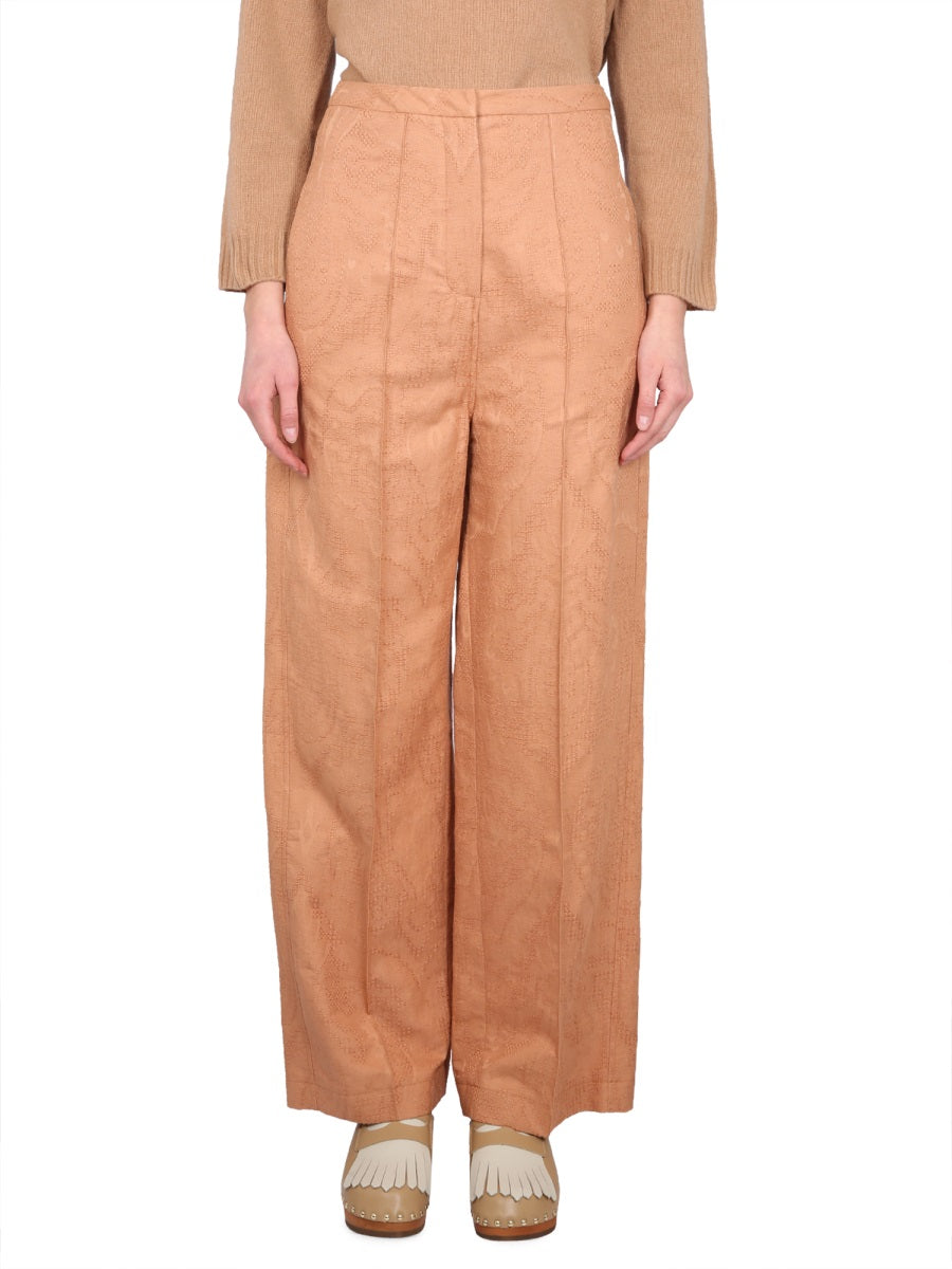 Alysi Ajoure Trousers — Brown by Alysi
