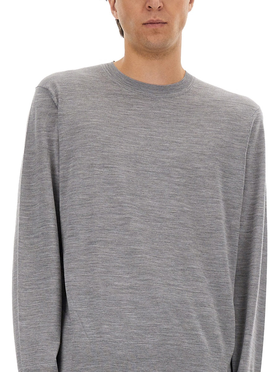 Theory Wool Jersey Sweater — Gray, view 2