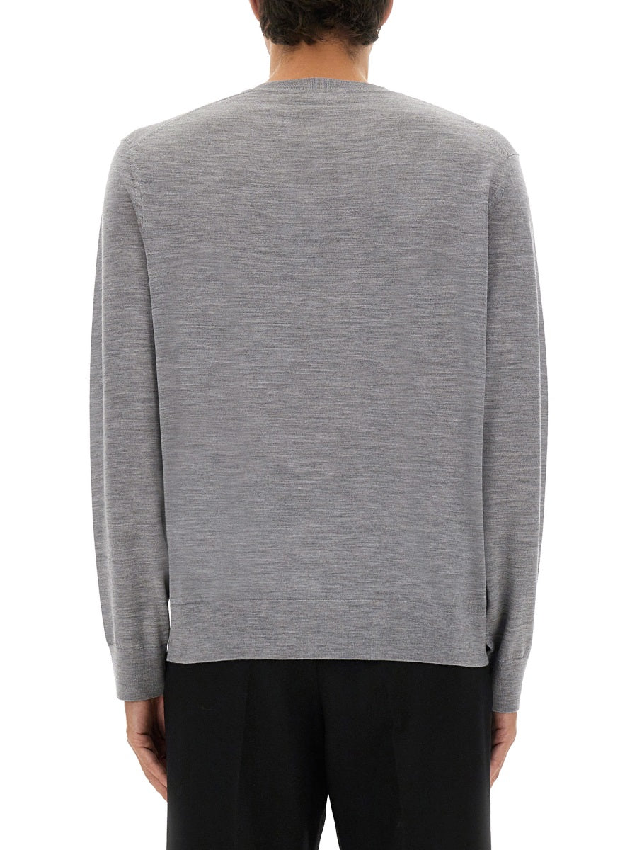 Theory Wool Jersey Sweater — Gray, view 4