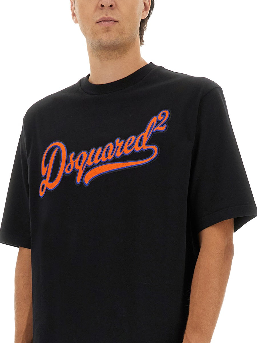 Dsquared2 Logo-Print Cotton T-Shirt — Black, view 2