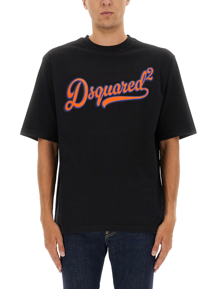 Dsquared2 Logo-Print Cotton T-Shirt — Black, view 3