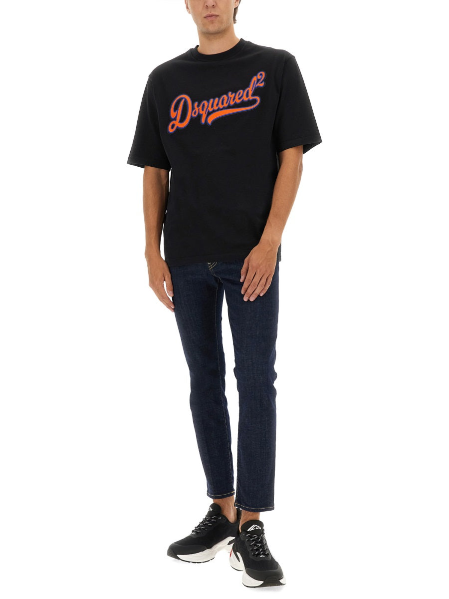 Dsquared2 Logo-Print Cotton T-Shirt — Black, view 4
