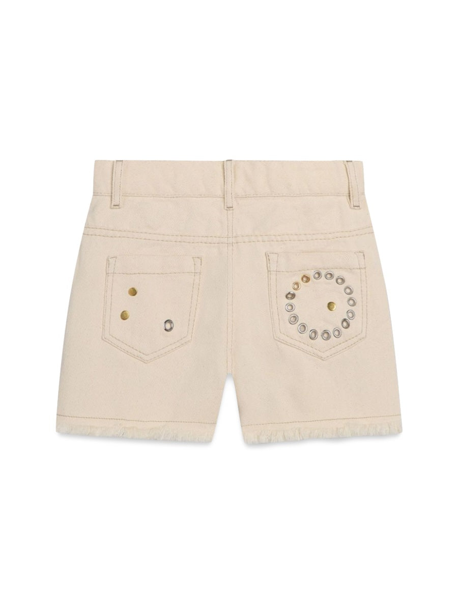 Chloé Cotton Denim Shorts — Blue, view 2
