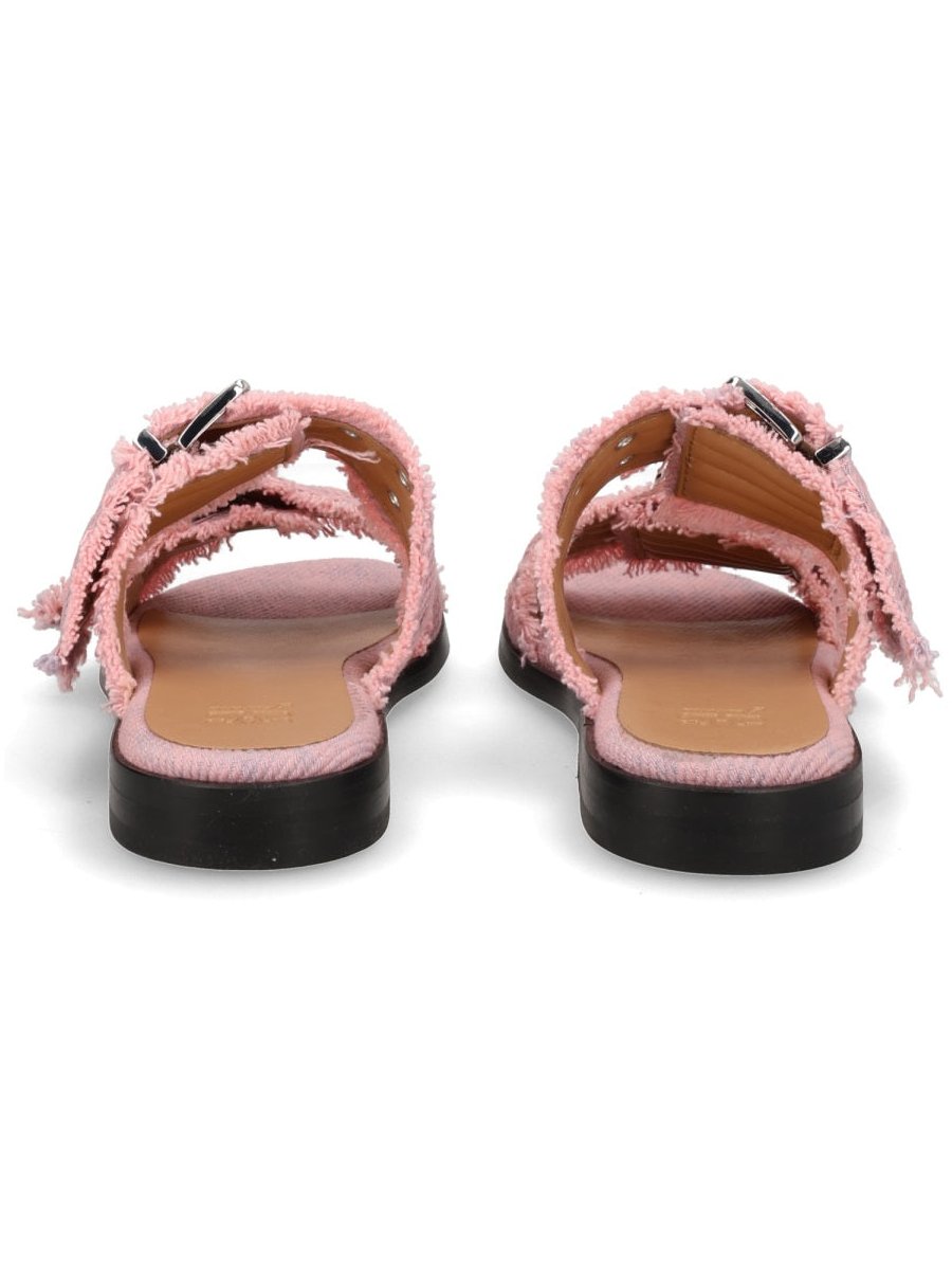 Ganni Organic Cotton Denim Sandal — Pink, view 2