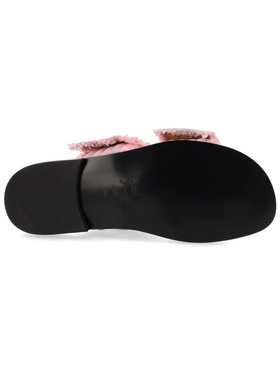 Ganni Organic Cotton Denim Sandal — Pink, view 4