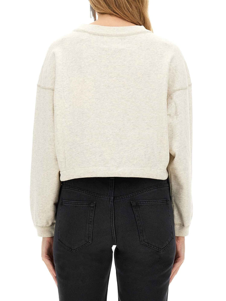 Marant éToile Cropped Cotton Sweatshirt — Beige by Marant Etoile