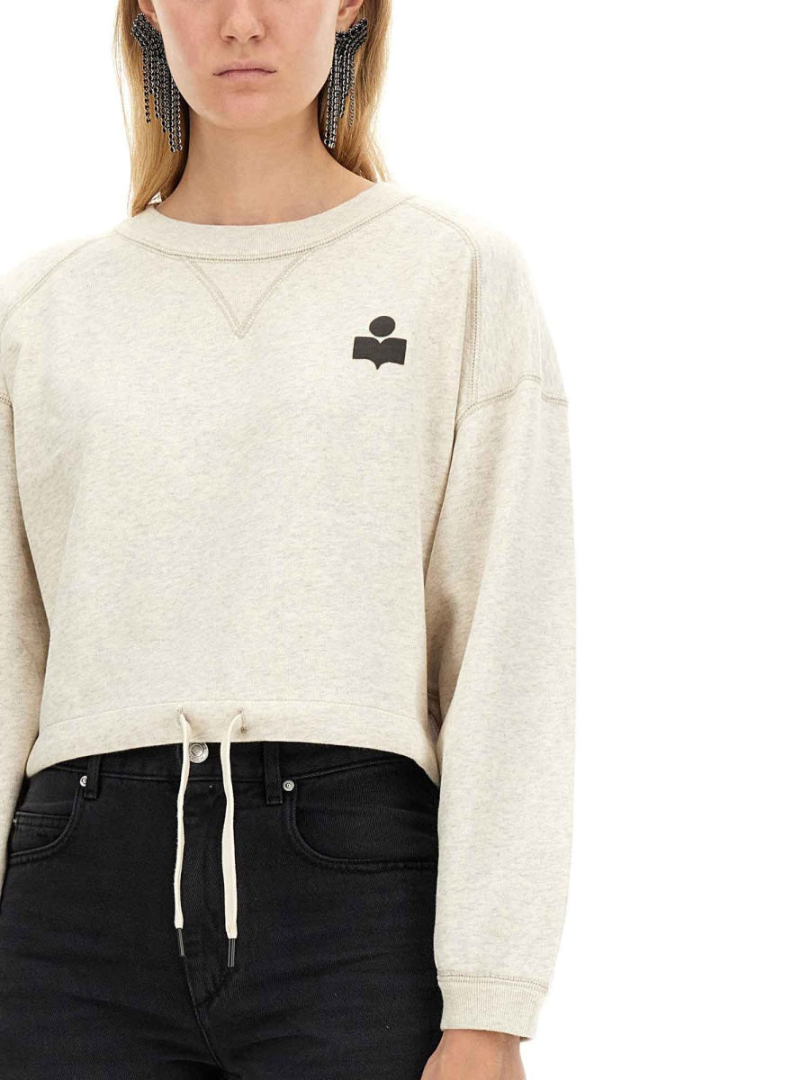 Marant éToile Cropped Cotton Sweatshirt — Beige, view 2