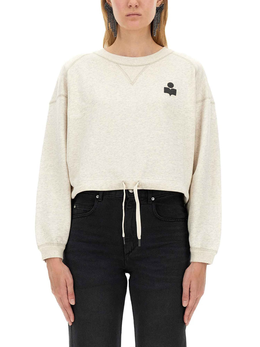 Marant éToile Cropped Cotton Sweatshirt — Beige, view 3
