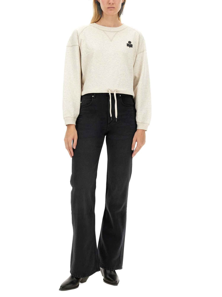 Marant éToile Cropped Cotton Sweatshirt — Beige, view 4