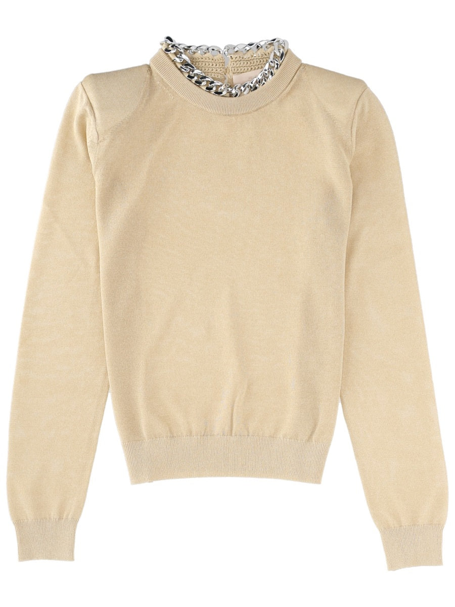 Circus Hotel Chain-Detail Viscose Blend Sweater — White by Circus Hotel