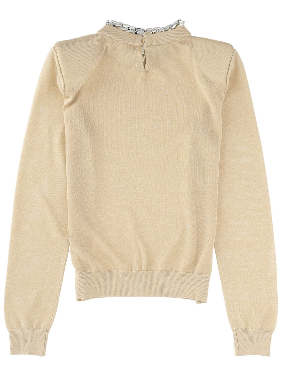 Circus Hotel Chain-Detail Viscose Blend Sweater — White, view 2