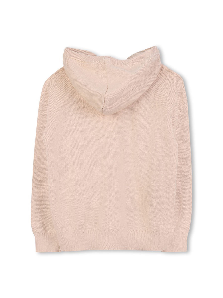 Chloé Cotton-Wool Knit Cardigan — Beige, view 2