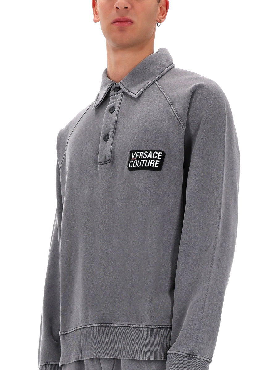 Versace Jeans Couture Logo-Print Cotton Sweatshirt — Grey by Versace Jeans Couture