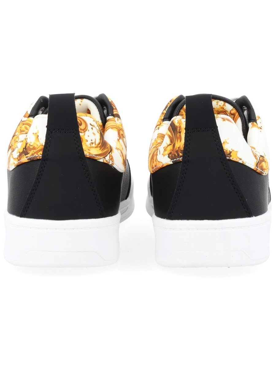 Versace Jeans Couture Weave Logo Leather Sneakers — Black, view 2