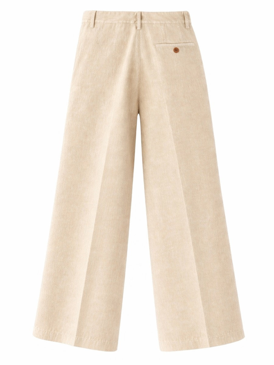 Aspesi Cotton-Linen Blend Trousers — Beige, view 2