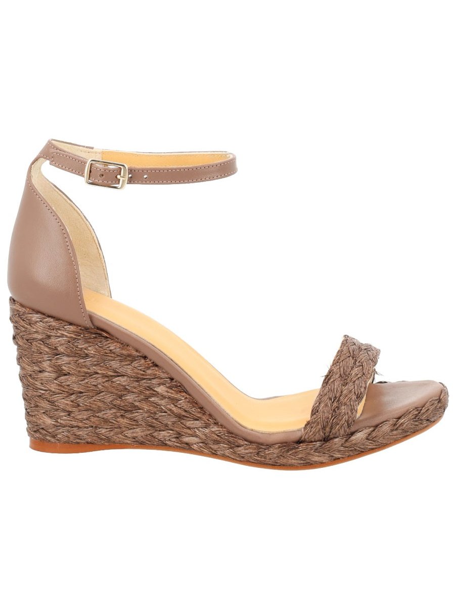 CastañEr Leather and Raffia Sandal — Brown by Castaner