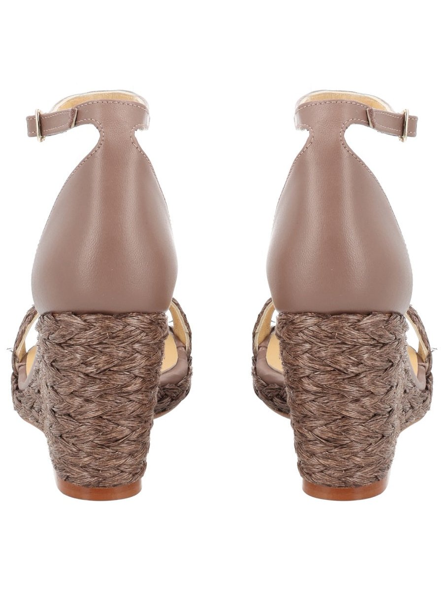 CastañEr Leather and Raffia Sandal — Brown, view 3