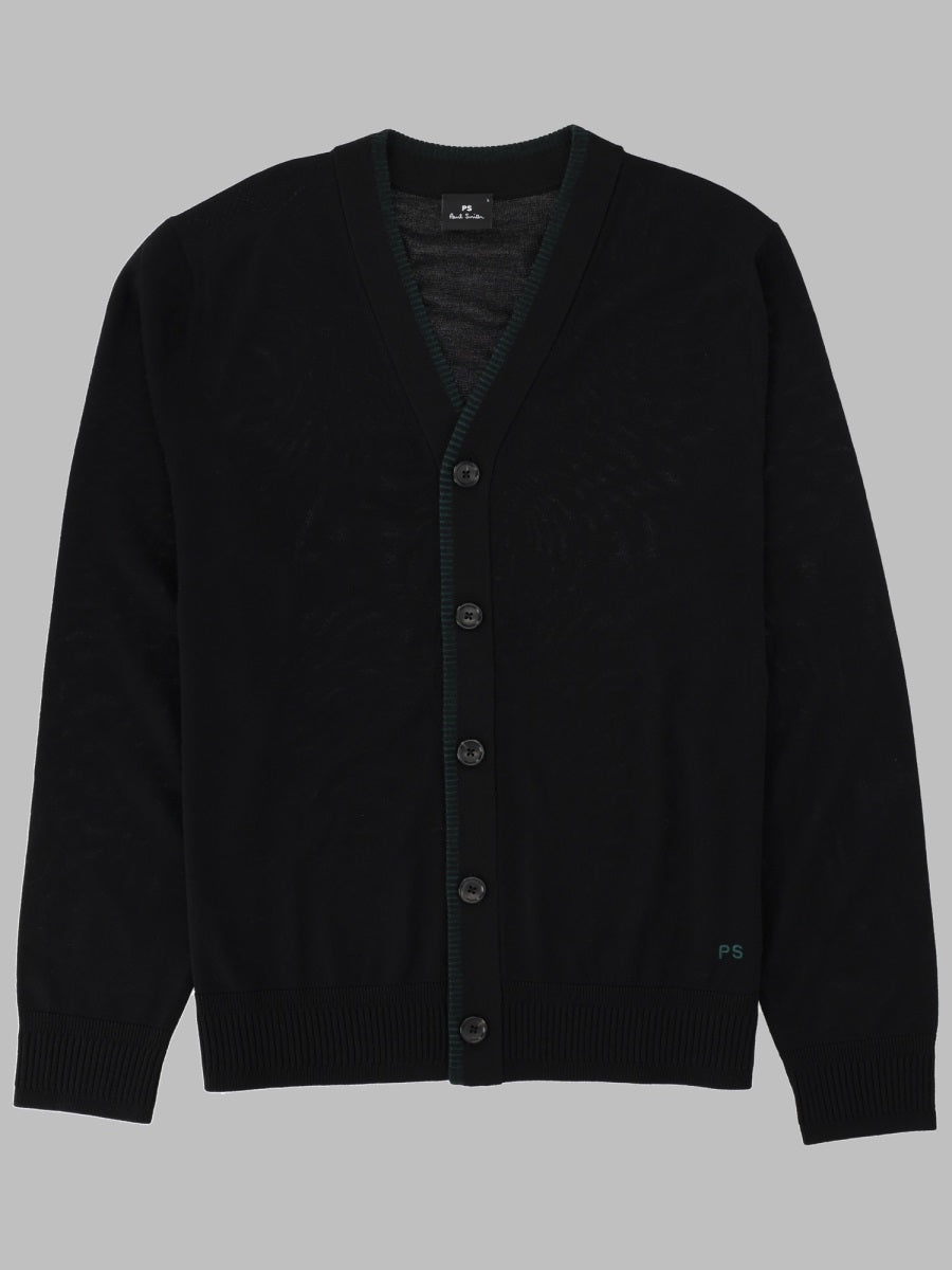 Ps Paul Smith Merino Wool Cardigan — Black by Ps Paul Smith