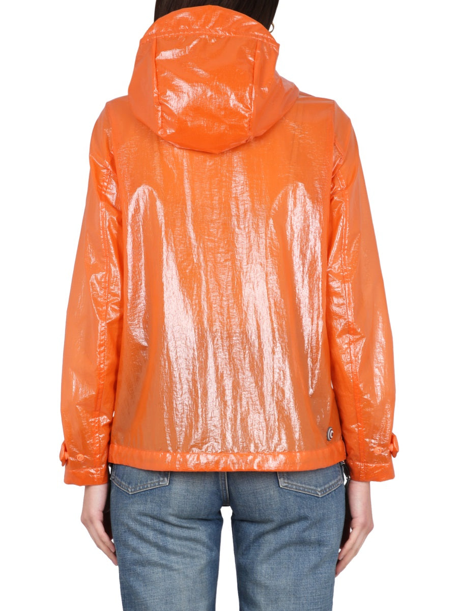 Colmar Waxed Nylon Hooded Jacket — Orange, view 3